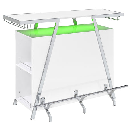 Araceli Freestanding Home Bar Cabinet with Color-Changing LED - White High Gloss & Chrome – view 12