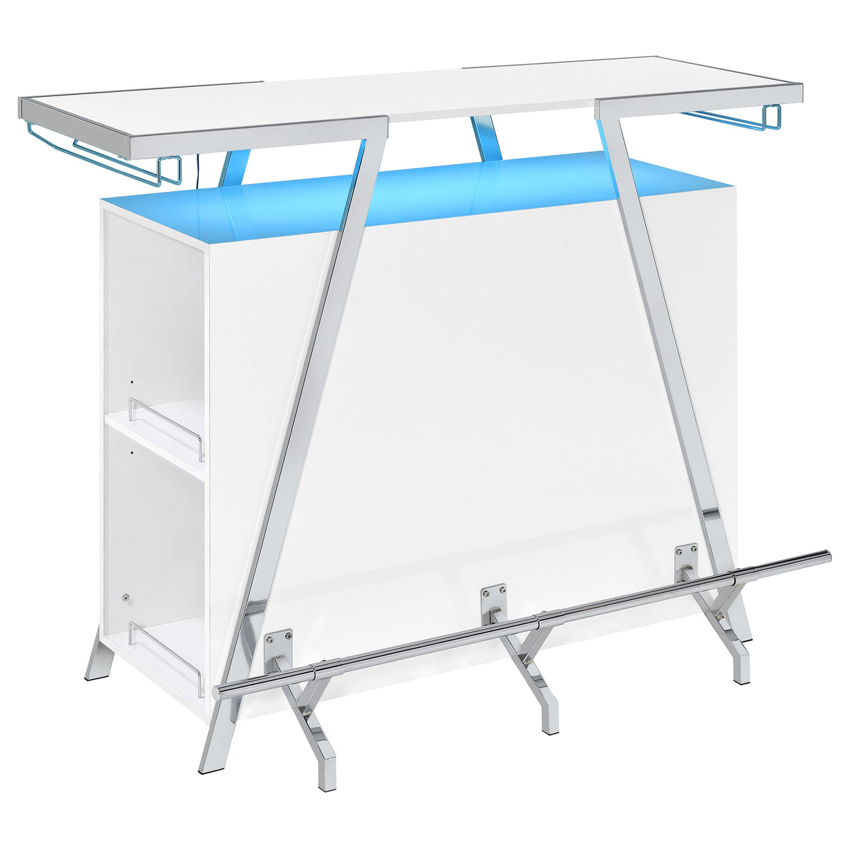 Araceli Freestanding Home Bar Cabinet with Color-Changing LED - White High Gloss & Chrome – view 13