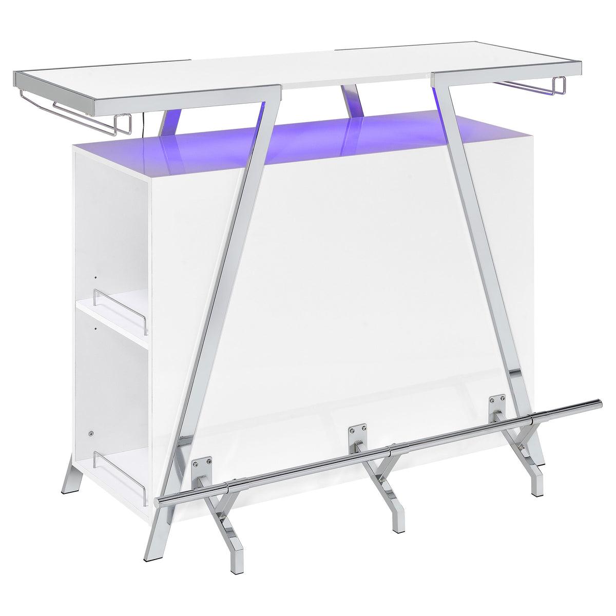 Araceli Freestanding Home Bar Cabinet with Color-Changing LED - White High Gloss & Chrome – view 14