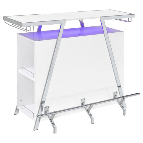 Araceli Freestanding Home Bar Cabinet with Color-Changing LED - White High Gloss & Chrome – view 14