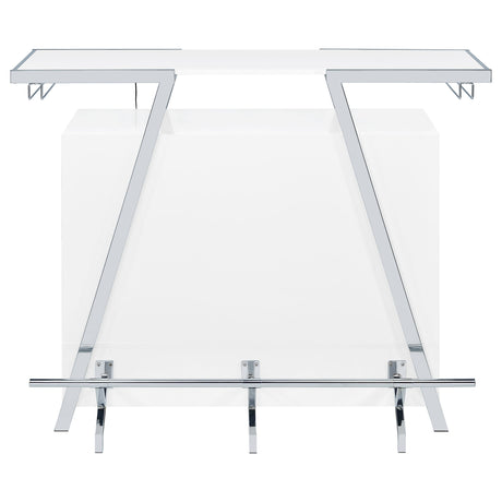 Araceli Freestanding Home Bar Cabinet with Color-Changing LED - White High Gloss & Chrome – view 15