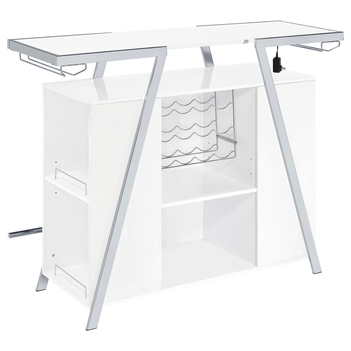 Araceli Freestanding Home Bar Cabinet with Color-Changing LED - White High Gloss & Chrome – view 17