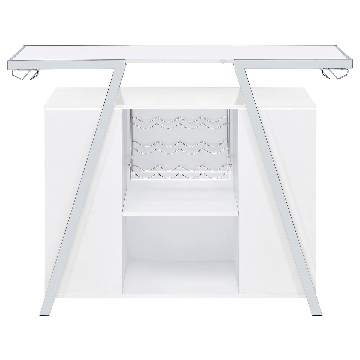 Araceli Freestanding Home Bar Cabinet with Color-Changing LED - White High Gloss & Chrome – view 18