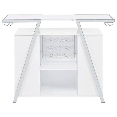 Araceli Freestanding Home Bar Cabinet with Color-Changing LED - White High Gloss & Chrome – view 18
