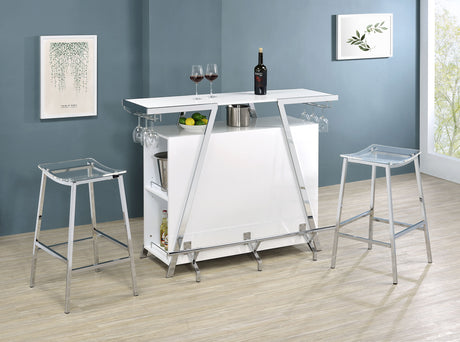 Araceli Freestanding Home Bar Cabinet with Color-Changing LED - White High Gloss & Chrome – view 3