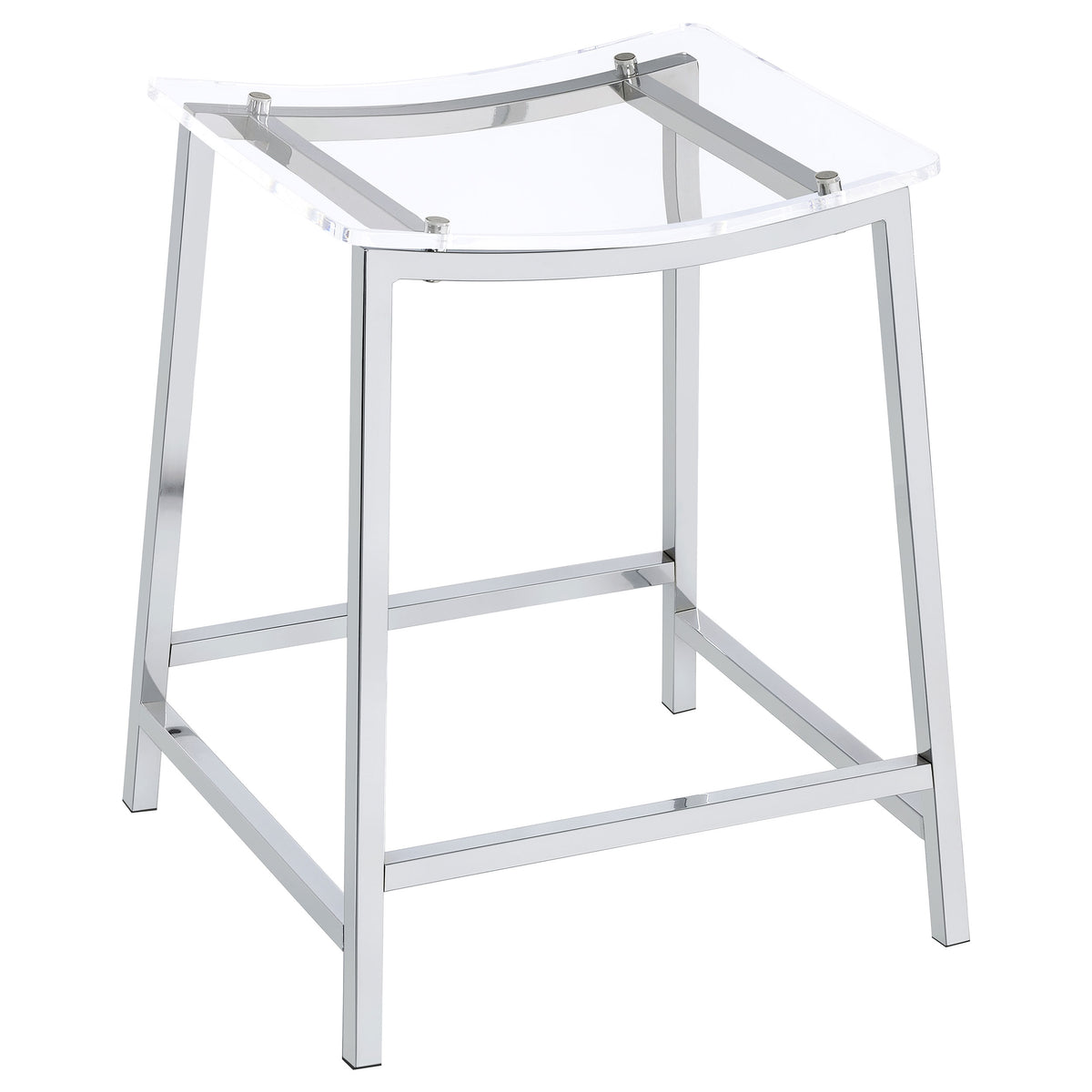 Jovani Backless Acrylic Counter Stools (Set of 2) - Clear Curved Seats on Chrome Frames – view 3