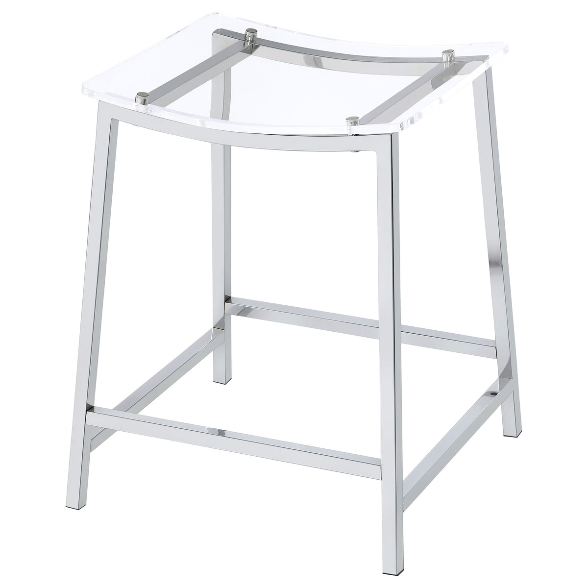 Jovani Backless Acrylic Counter Stools (Set of 2) - Clear Curved Seats on Chrome Frames – view 5