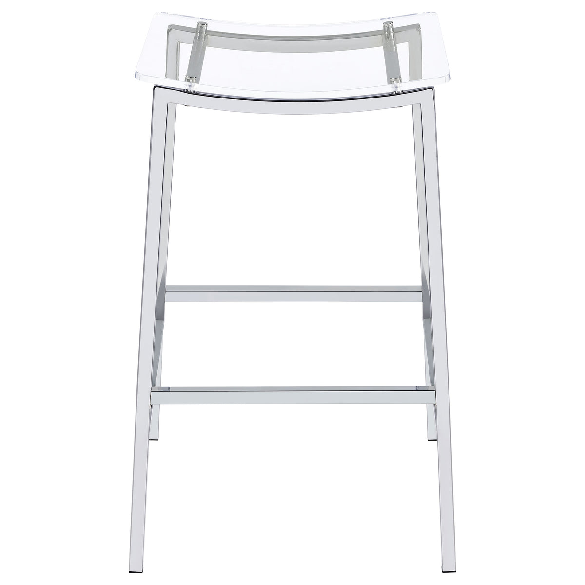Jovani Backless Acrylic Bar Stools, Set of 2 - Curved Clear Seats on Polished Chrome Frames – view 4