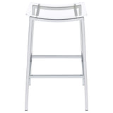 Jovani Backless Acrylic Bar Stools, Set of 2 - Curved Clear Seats on Polished Chrome Frames – view 4