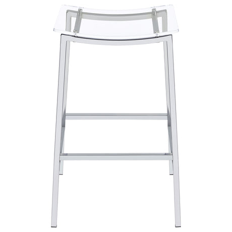 Jovani Backless Acrylic Bar Stools, Set of 2 - Curved Clear Seats on Polished Chrome Frames – view 4