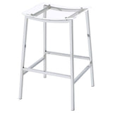 Jovani Backless Acrylic Bar Stools, Set of 2 - Curved Clear Seats on Polished Chrome Frames – view 5