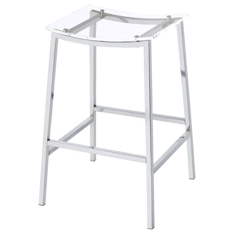 Jovani Backless Acrylic Bar Stools, Set of 2 - Curved Clear Seats on Polished Chrome Frames – view 5