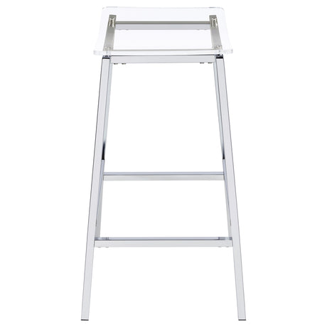 Jovani Backless Acrylic Bar Stools, Set of 2 - Curved Clear Seats on Polished Chrome Frames – view 6
