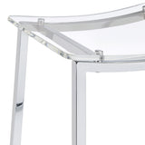 Jovani Backless Acrylic Bar Stools, Set of 2 - Curved Clear Seats on Polished Chrome Frames – view 7