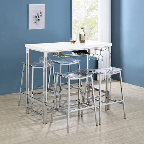 Jovani Backless Acrylic Bar Stools, Set of 2 - Curved Clear Seats on Polished Chrome Frames – view 10