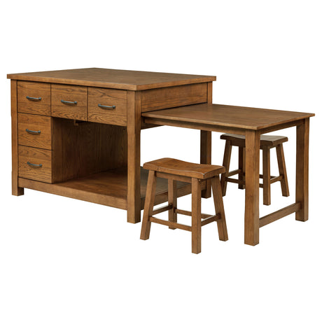 Mayfair 3-Piece Kitchen Island with Pull-Out Extension Table & 2 Stools
