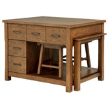 Mayfair 3-Piece Kitchen Island with Pull-Out Extension Table & 2 Stools - 10 Drawers in Dark Oak – view 4