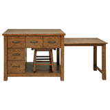 Mayfair 3-Piece Kitchen Island with Pull-Out Extension Table & 2 Stools - 10 Drawers in Dark Oak – view 5