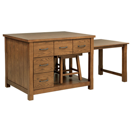 Mayfair 3-Piece Kitchen Island with Pull-Out Extension Table & 2 Stools - 10 Drawers in Dark Oak – view 7
