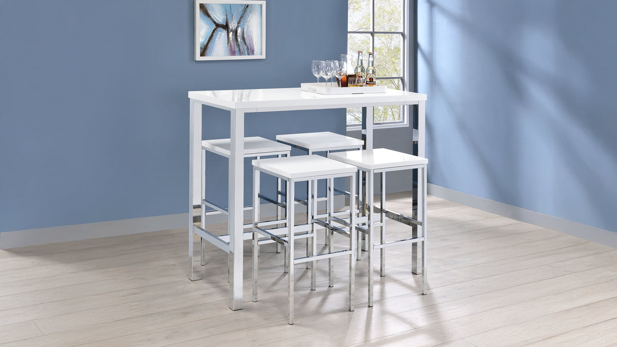 Natividad 5-Piece Pub Height Bar Table Set - 5pcs- Bar Table + 4 Stools
