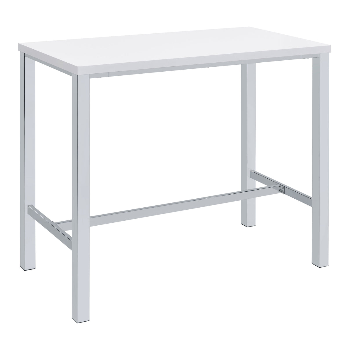 Natividad 5-Piece Pub Height Bar Table Set - White High Gloss with Chrome Frames & 4 Backless Stools – view 3