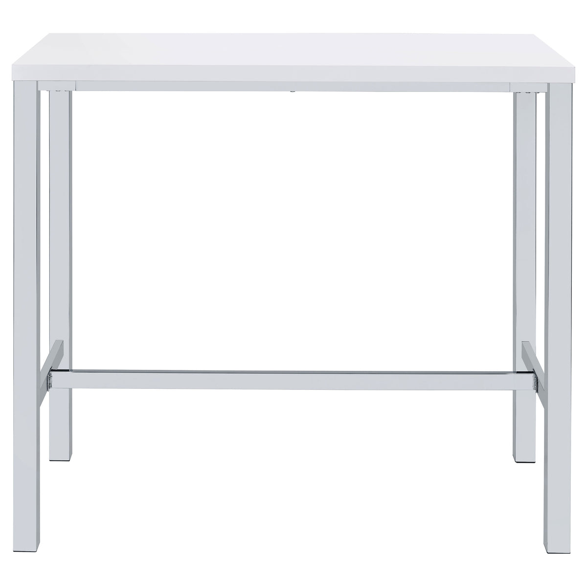 Natividad 5-Piece Pub Height Bar Table Set - White High Gloss with Chrome Frames & 4 Backless Stools – view 4