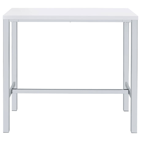Natividad 5-Piece Pub Height Bar Table Set - White High Gloss with Chrome Frames & 4 Backless Stools – view 4