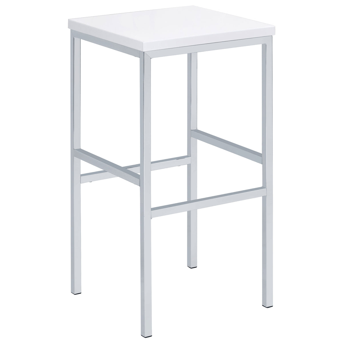 Natividad 5-Piece Pub Height Bar Table Set - White High Gloss with Chrome Frames & 4 Backless Stools – view 5