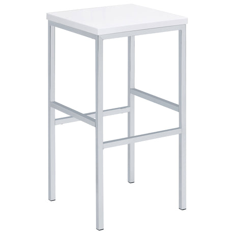 Natividad 5-Piece Pub Height Bar Table Set - White High Gloss with Chrome Frames & 4 Backless Stools – view 5