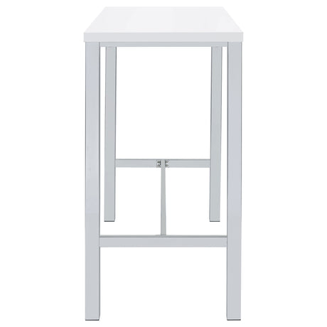 Natividad 5-Piece Pub Height Bar Table Set - White High Gloss with Chrome Frames & 4 Backless Stools – view 7