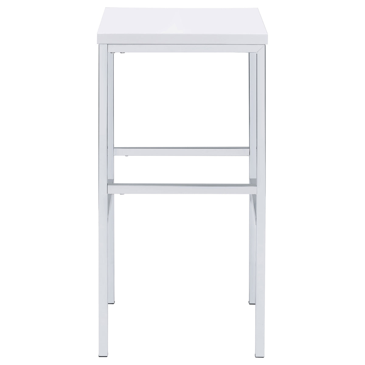 Natividad 5-Piece Pub Height Bar Table Set - White High Gloss with Chrome Frames & 4 Backless Stools – view 8