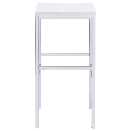Natividad 5-Piece Pub Height Bar Table Set - White High Gloss with Chrome Frames & 4 Backless Stools – view 8