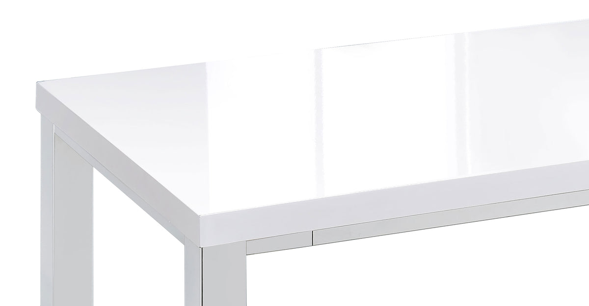 Natividad 5-Piece Pub Height Bar Table Set - White High Gloss with Chrome Frames & 4 Backless Stools – view 9