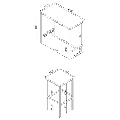 Natividad 5-Piece Pub Height Bar Table Set - White High Gloss with Chrome Frames & 4 Backless Stools – view 11
