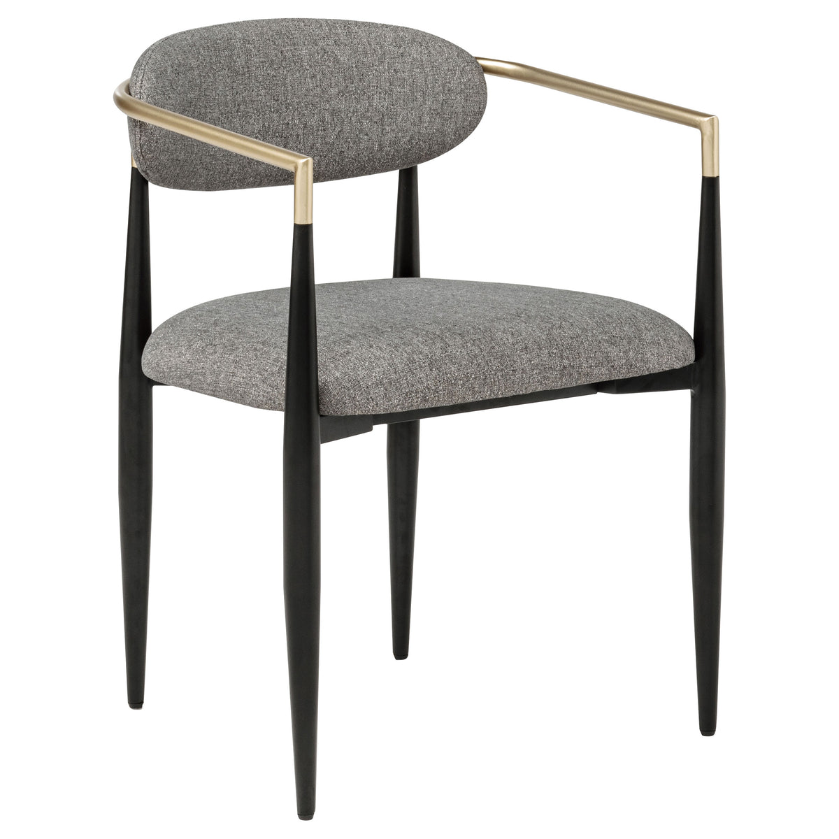 Bradbury Upholstered Dining Arm Chairs, Set of 2 - Oval Back with Black Metal Frame & Gold Accents – view 4