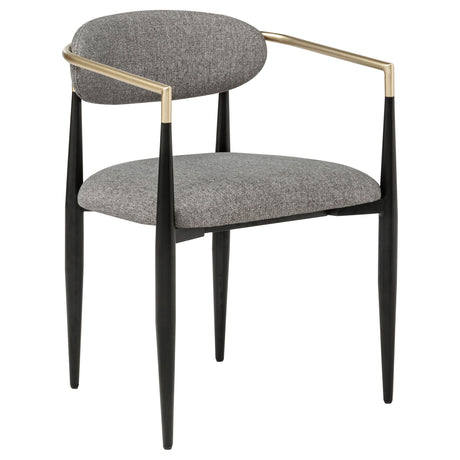 Bradbury Upholstered Dining Arm Chairs, Set of 2 - Oval Back with Black Metal Frame & Gold Accents – view 4