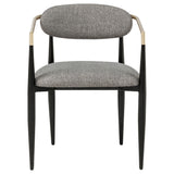 Bradbury Upholstered Dining Arm Chairs, Set of 2 - Oval Back with Black Metal Frame & Gold Accents – view 5