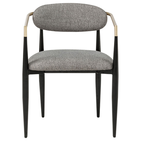 Bradbury Upholstered Dining Arm Chairs, Set of 2 - Oval Back with Black Metal Frame & Gold Accents – view 5