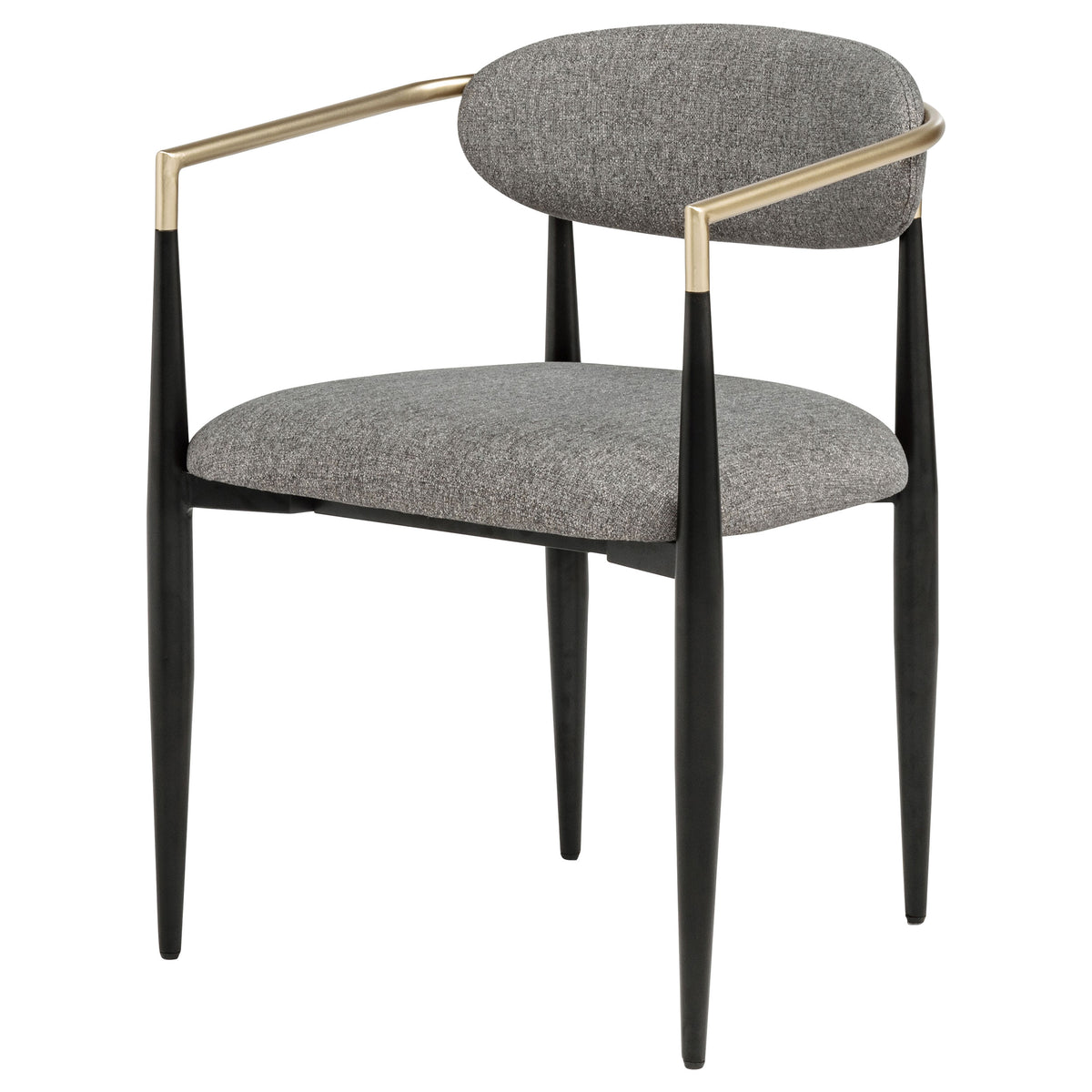Bradbury Upholstered Dining Arm Chairs, Set of 2 - Oval Back with Black Metal Frame & Gold Accents – view 6