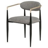 Bradbury Upholstered Dining Arm Chairs, Set of 2 - Oval Back with Black Metal Frame & Gold Accents – view 6