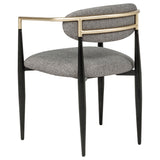 Bradbury Upholstered Dining Arm Chairs, Set of 2 - Oval Back with Black Metal Frame & Gold Accents – view 8