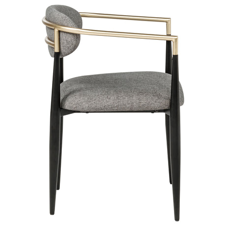 Bradbury Upholstered Dining Arm Chairs, Set of 2 - Oval Back with Black Metal Frame & Gold Accents – view 10