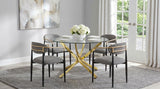 Bradbury Upholstered Dining Arm Chairs, Set of 2 - Oval Back with Black Metal Frame & Gold Accents – view 16