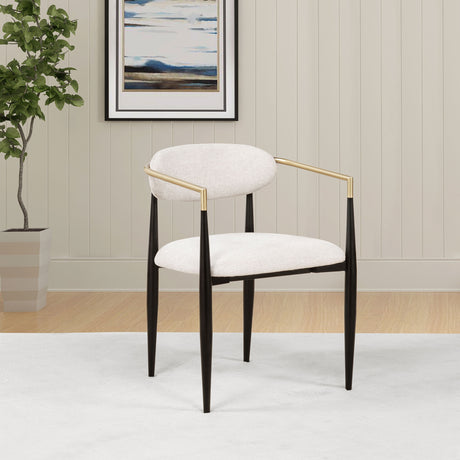 Bradbury Upholstered Dining Arm Chairs, Set of 2 - Oval Back with Black Metal Frame & Gold Accents – view 17