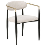 Bradbury Upholstered Dining Arm Chairs, Set of 2 - Oval Back with Black Metal Frame & Gold Accents – view 18