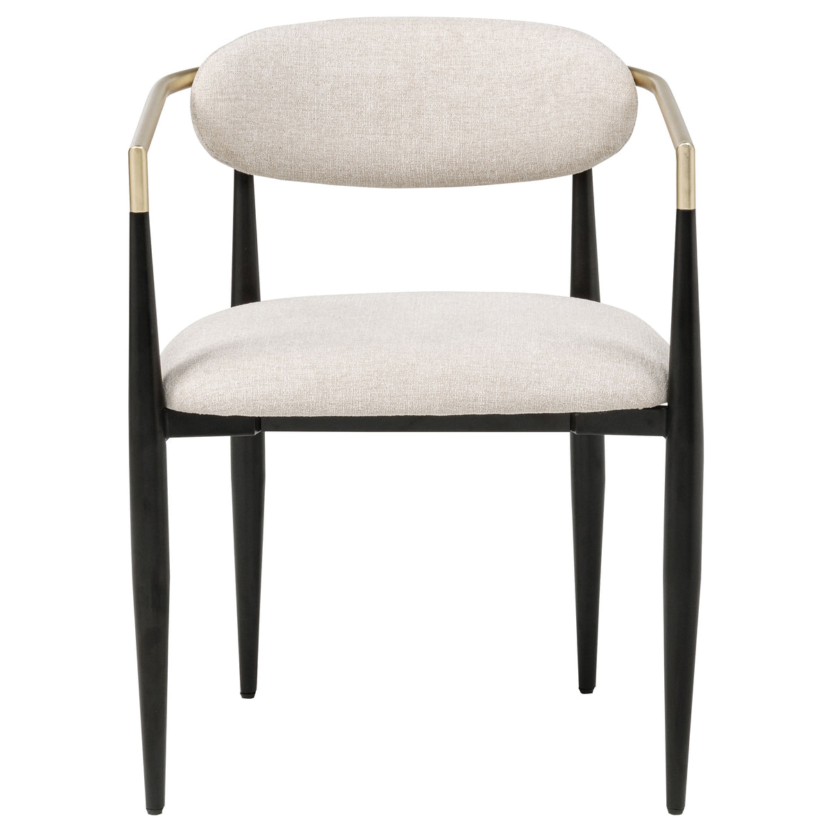 Bradbury Upholstered Dining Arm Chairs, Set of 2 - Oval Back with Black Metal Frame & Gold Accents – view 19