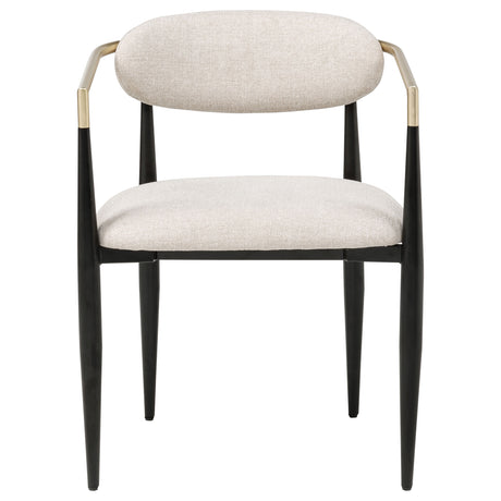 Bradbury Upholstered Dining Arm Chairs, Set of 2 - Oval Back with Black Metal Frame & Gold Accents – view 19