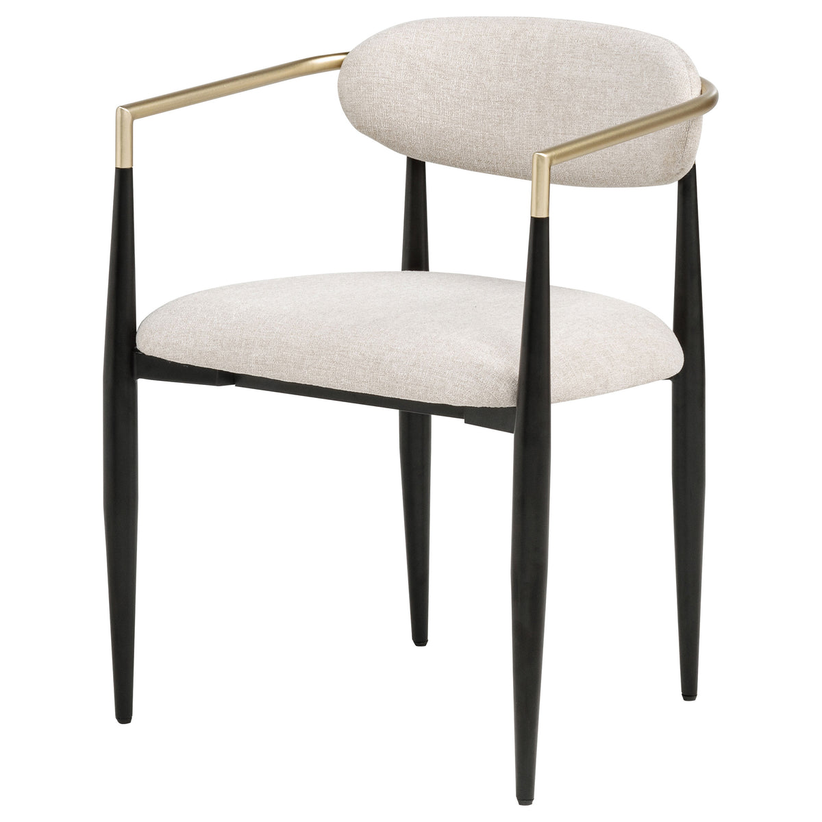 Bradbury Upholstered Dining Arm Chairs, Set of 2 - Oval Back with Black Metal Frame & Gold Accents – view 20