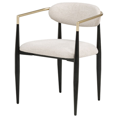 Bradbury Upholstered Dining Arm Chairs, Set of 2 - Oval Back with Black Metal Frame & Gold Accents – view 20