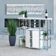 Gallimore 2-Door Bar Cabinet - White High Gloss & Chrome with Wine Storage & Power Outlet – view 1